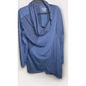 Neon Buddha Cowl Neck Wrap Long Sleeve Top Medium Navy Blue Women's Pullover